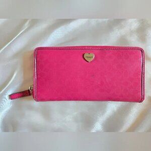 Coach Pink Wallet with Heart Detail